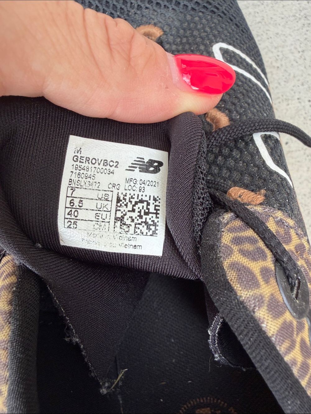 New Balance Black Athletic Sneakers with Leopard Print Accents - Picture 2 of 4